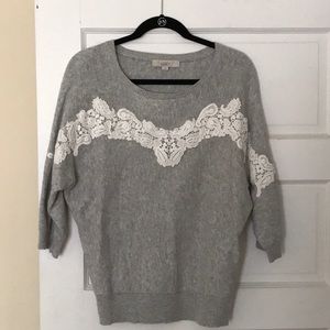 Large Loft Dolman Sleeve Sweater with Lace Detail